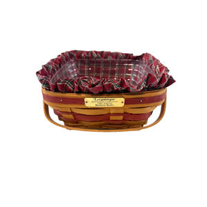 1993 Longaberger Christmas Collection Bayberry Basket w/Liner Red Trim Vintage
